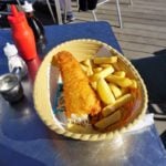 Fish and Chips am Strand von Weymouth
