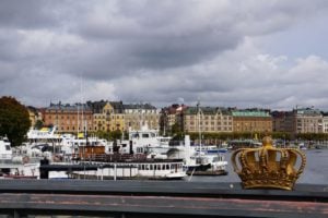 Skeppsholm Brücke mit Blick auf Östermalm